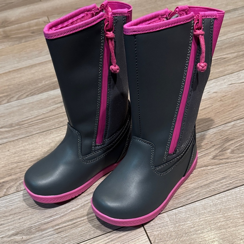 Billy adaptive Rain & Snow Boots - Pink and Gray - 9c